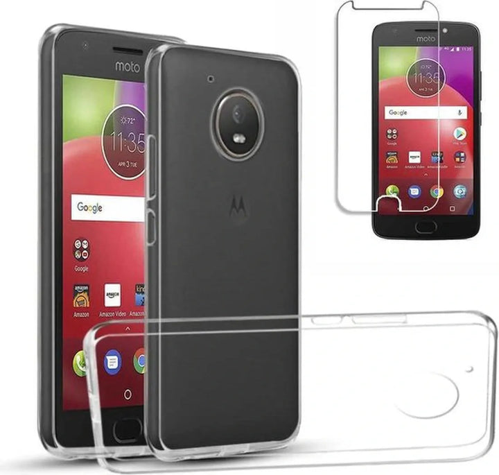 Motorola Moto E4 Hoesjes – Transparante TPU Siliconen Backcover – Inclusief 2x Screenprotector-Ilumina Benelux