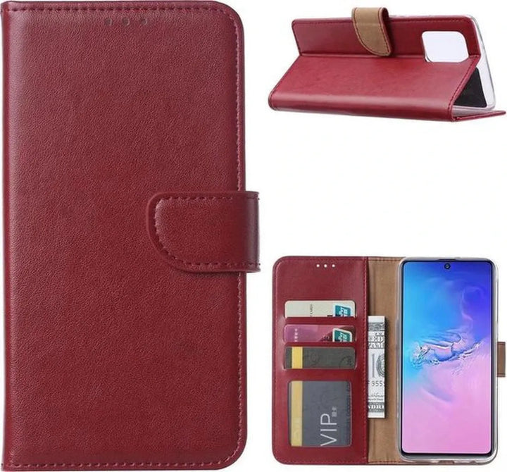 Samsung Galaxy A91 Hoesjes – Portemonnee Hoes – Bookcase – Pasjeshouder – Bordeaux-Ilumina Benelux