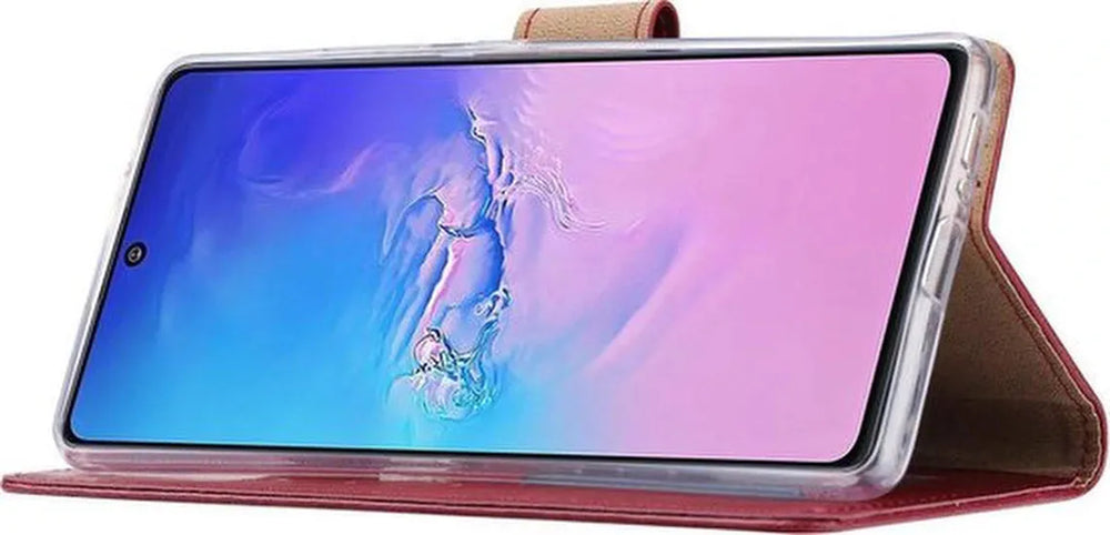 Samsung Galaxy A91 Hoesjes – Portemonnee Hoes – Bookcase – Pasjeshouder – Bordeaux-Ilumina Benelux