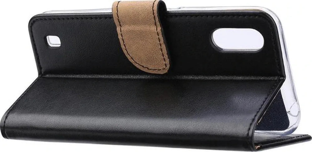 Samsung Galaxy M10 Hoesjes – Portemonnee Hoes – Pasjeshouder – 2x Gehard Glas Screenprotector – Zwart-Ilumina Benelux