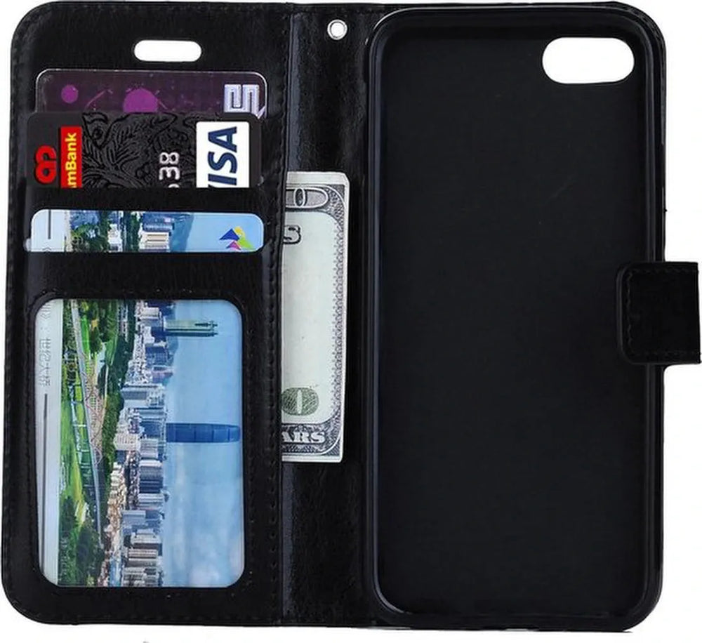 iPhone 6 Plus/6S Plus Hoesjes – Bookcase Portemonnee Hoes – Pasjeshouder – Magneetsluiting – Zwart-Ilumina Benelux