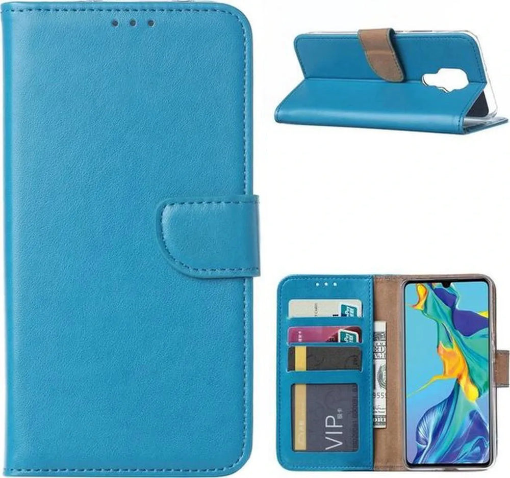 Huawei Mate 30 Lite Hoesjes – Bookcase Portemonnee Hoes – Pasjeshouder – Magneetsluiting – Turquoise-Ilumina Benelux