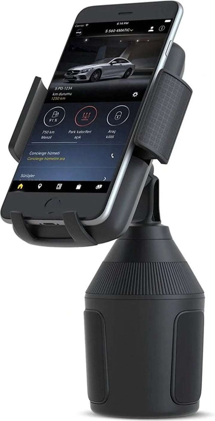 Telefoonhouder auto – Bekerhouder Cup Holder – One-Touch Klem – Universeel – Zwart-Ilumina Benelux