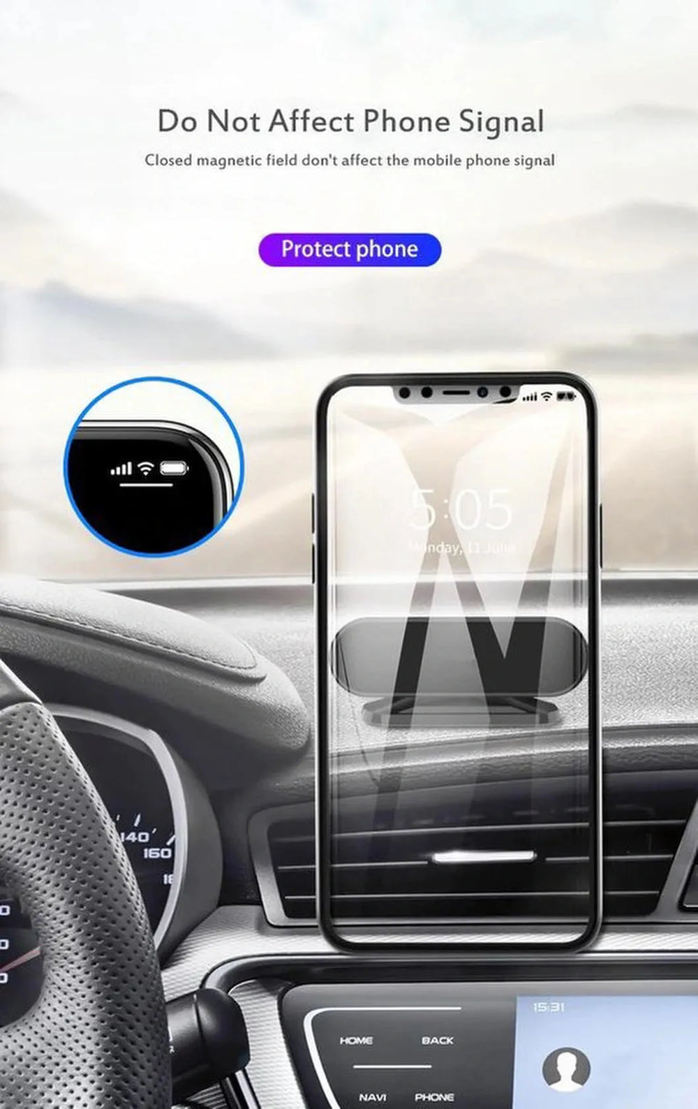 Telefoonhouder auto – Magnetische Autohouder – 360° Draaibaar – Sterke Magneet – Zwart-Ilumina Benelux