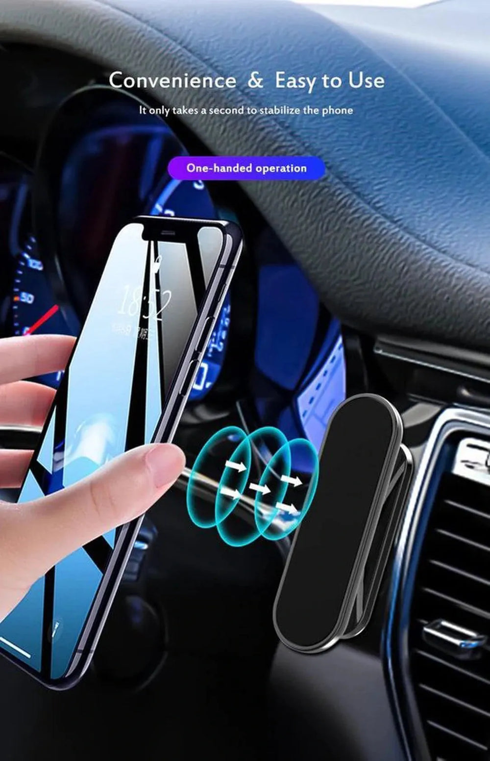 Telefoonhouder auto – Magnetische Autohouder – 360° Draaibaar – Sterke Magneet – Zwart-Ilumina Benelux