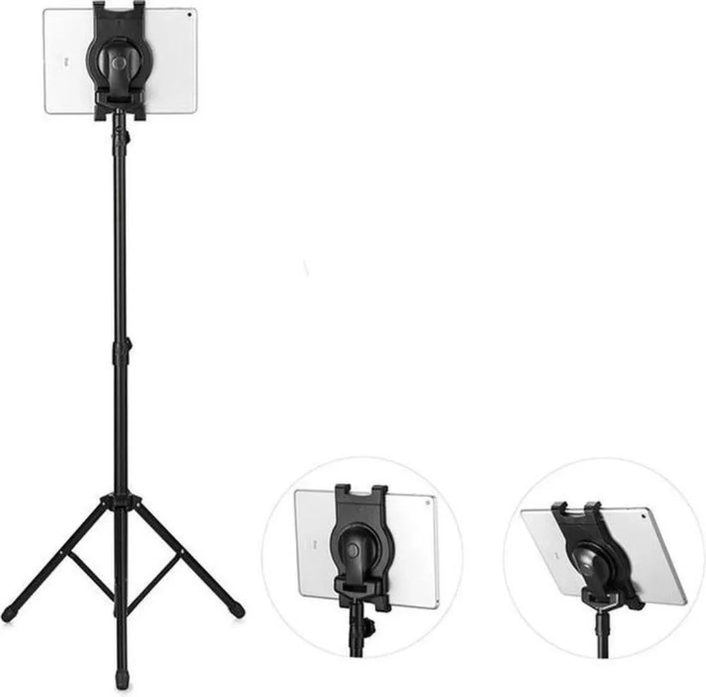 Tablethouder vloer – Multi-richting verstelbaar statief – 360° draaibaar – Geschikt voor 7-10 inch iPad/Samsung/Lenovo – Zwart-Tablethouder-Ilumina Benelux