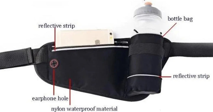 Hardloopband telefoon – Waterdichte heuptas met fleshouder – Verstelbare sportriem – Groen-Running belt-Ilumina Benelux