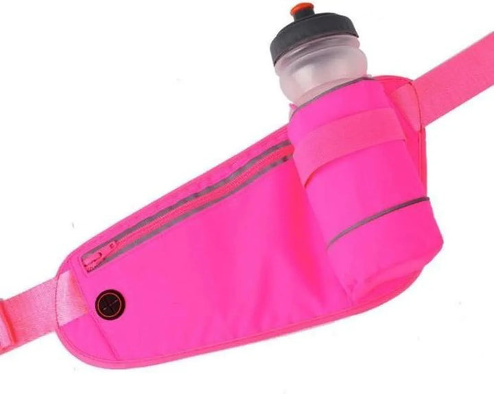 Hardloopband telefoon – Waterdichte heuptas met fleshouder – Verstelbare sportriem – Roze-Running belt-Ilumina Benelux
