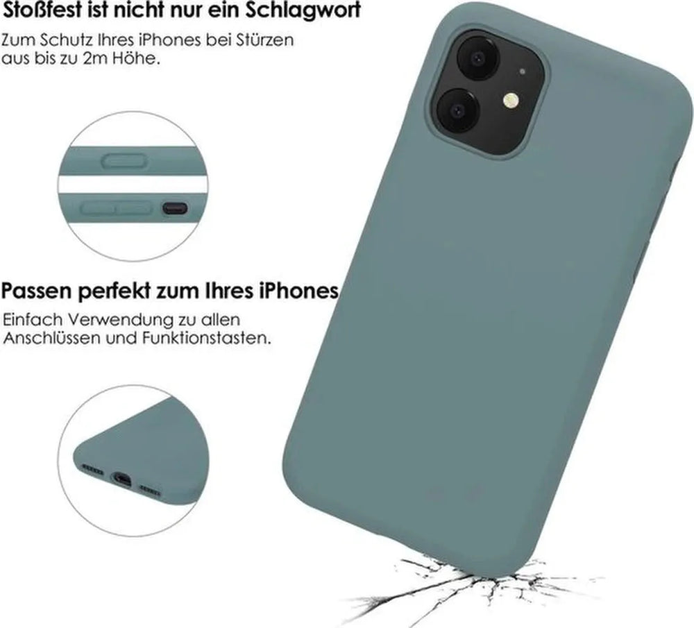 iPhone 11 Hoesjes – Liquid Siliconen Backcover – TPU Soft Case – 2x Gehard Glas Screenprotector – Pine Groen-Ilumina Benelux
