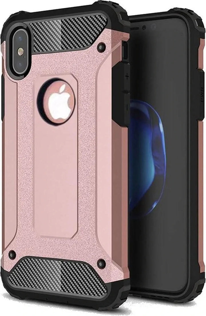 iPhone X / XS Hoesjes – Armor Hybrid Backcover – Schokbestendig – Roségoud-Ilumina Benelux