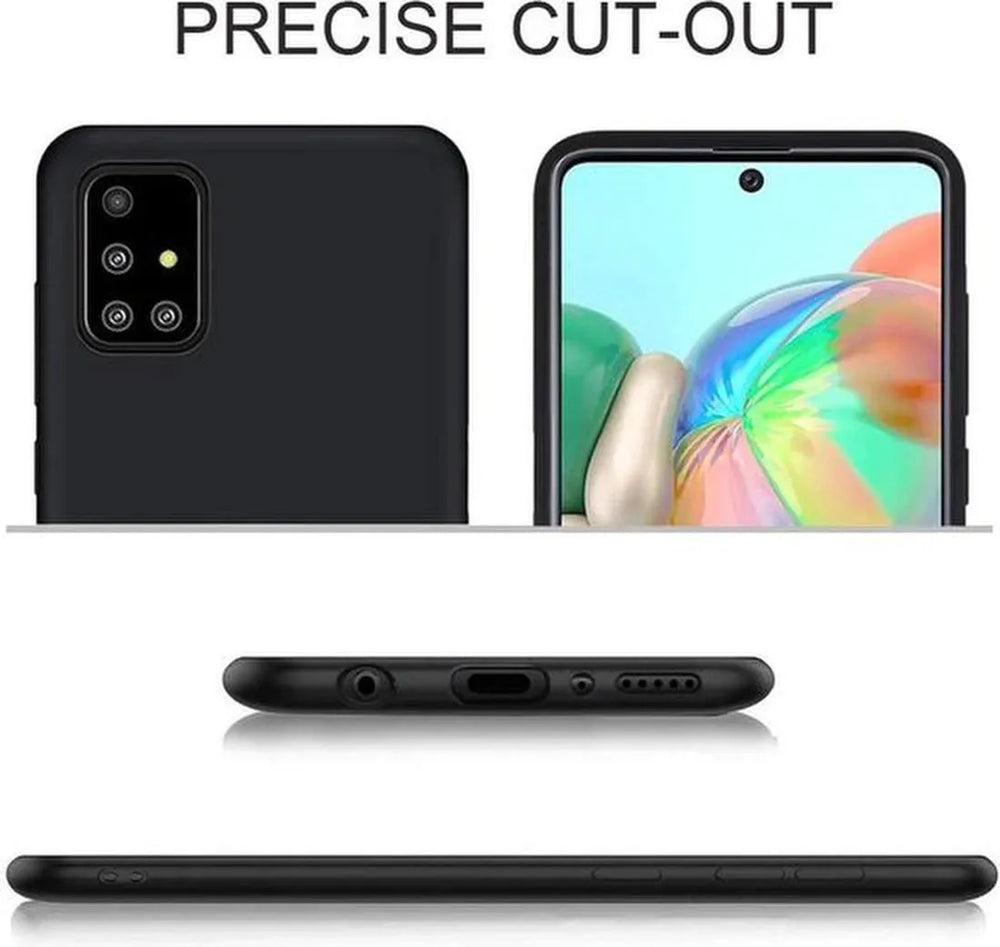 Samsung Galaxy A71 Hoesjes – Soft TPU Siliconen Backcover – 2x Gehard Glas Screenprotector – Zwart-Ilumina Benelux