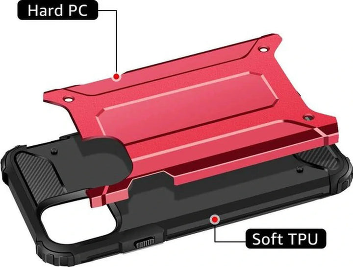 iPhone 11 Pro Max Hoesjes – Armor Hybrid Backcover – Schokbestendig – Rood-Ilumina Benelux