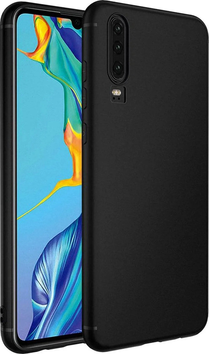 Huawei P30 Hoesjes – Siliconen Backcover – Soft Grip – Schokbestendig – Zwart-Ilumina Benelux
