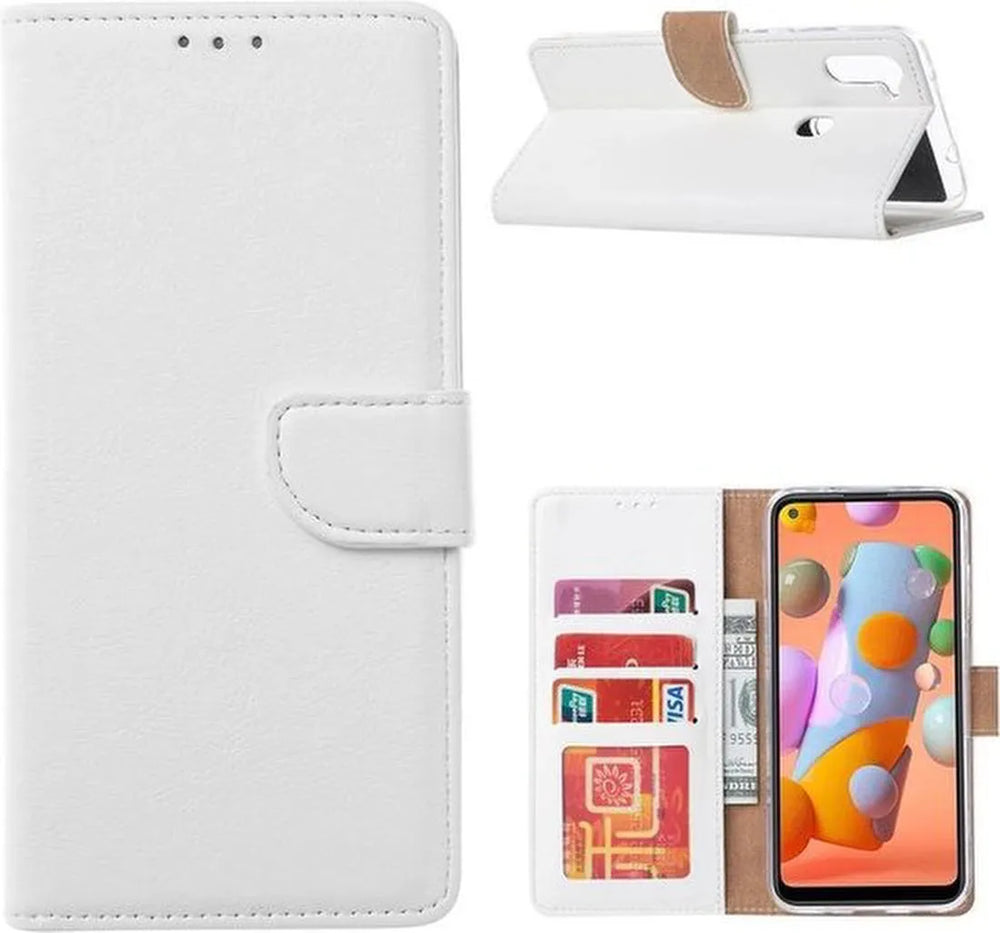 Samsung Galaxy A11 Hoesjes – Portemonnee Hoes – Pasjeshouder – Magneetsluiting – Wit-Ilumina Benelux