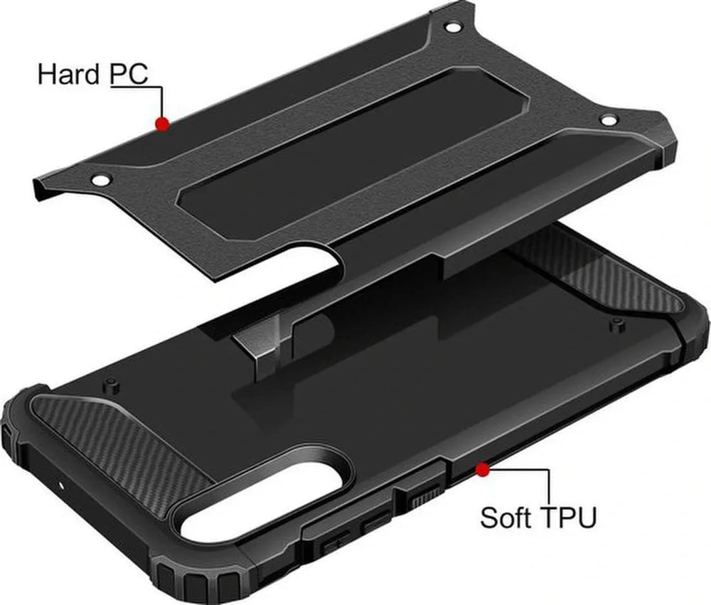 Samsung Galaxy A50 Hoesjes – Heavy Duty Backcover – Schokbestendig – Incl. Gehard Glas Screenprotector – Zwart-Ilumina Benelux