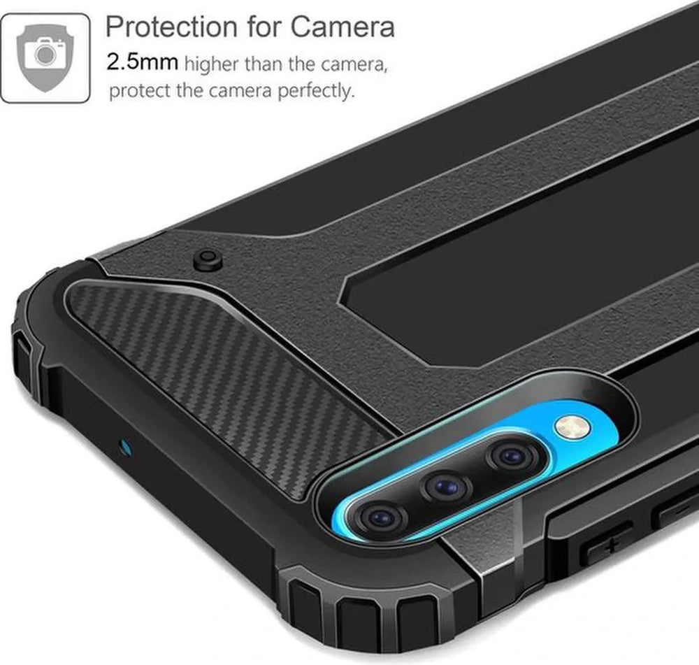 Samsung Galaxy A50 Hoesjes – Heavy Duty Backcover – Schokbestendig – Incl. Gehard Glas Screenprotector – Zwart-Ilumina Benelux