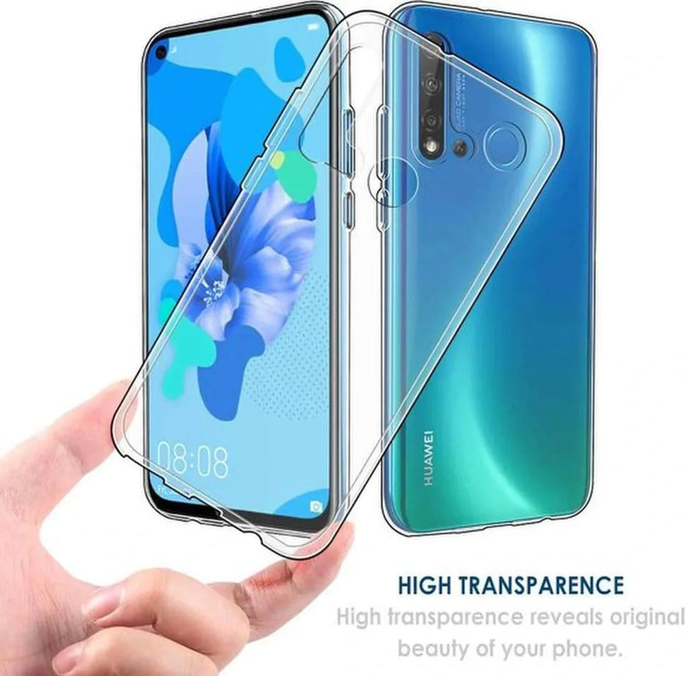 Huawei P20 Lite 2019 Hoesjes – Soft TPU Siliconen Backcover – 2x Gehard Glas Screenprotector – Transparant-Ilumina Benelux