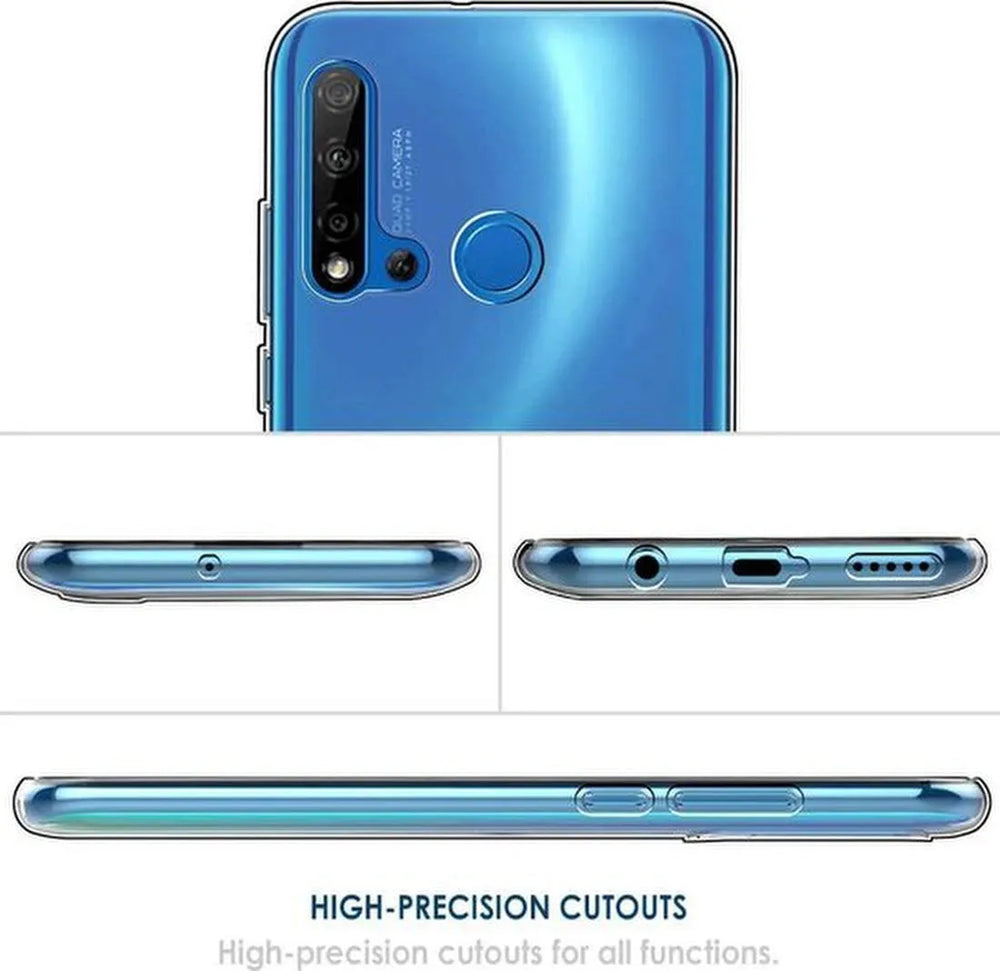 Huawei P20 Lite 2019 Hoesjes – Soft TPU Siliconen Backcover – 2x Gehard Glas Screenprotector – Transparant-Ilumina Benelux