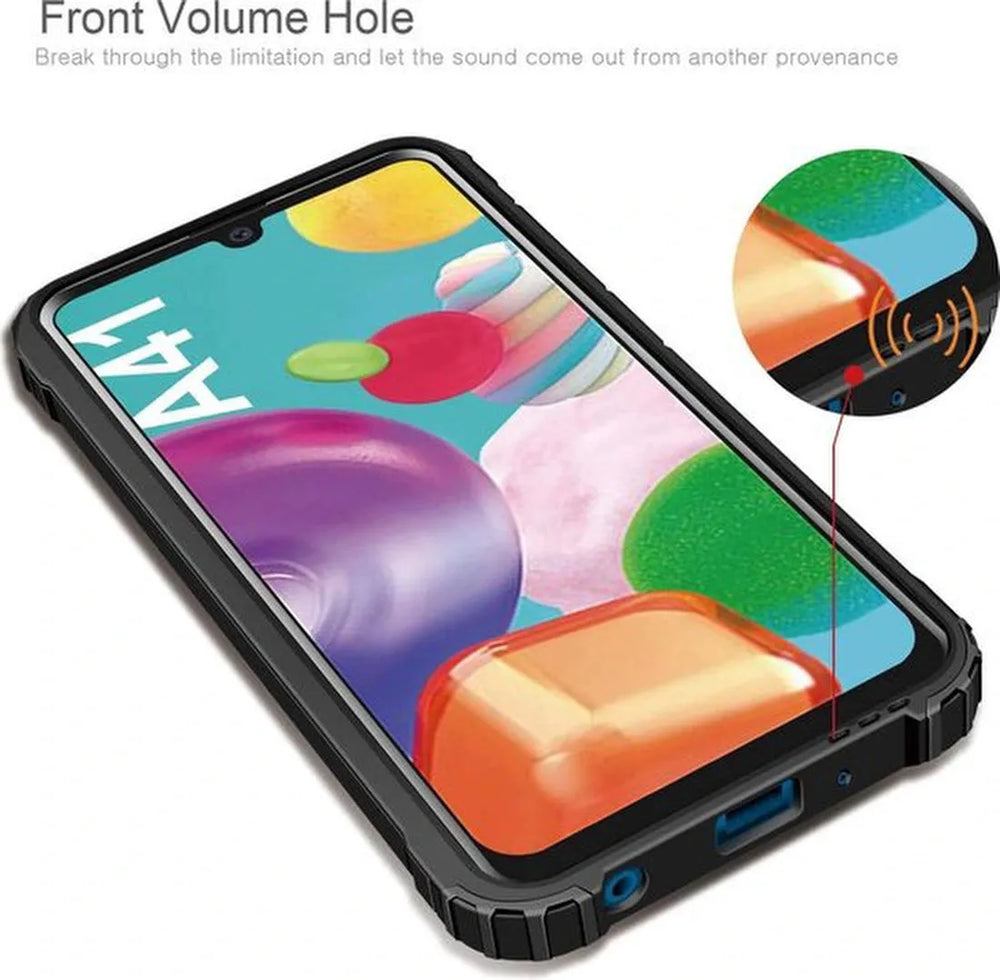 Samsung Galaxy A41 Hoesjes – Heavy Duty Backcover – Schokbestendig – Incl. Gehard Glas Screenprotector – Zwart-Ilumina Benelux