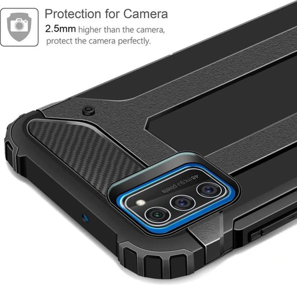 Samsung Galaxy A41 Hoesjes – Heavy Duty Backcover – Schokbestendig – Incl. Gehard Glas Screenprotector – Zwart-Ilumina Benelux