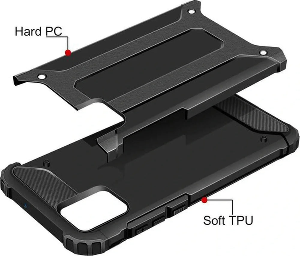 Samsung Galaxy A51 Hoesjes – Heavy Duty Backcover – Schokbestendig – Inclusief Tempered Glass Screenprotector – Zwart-Ilumina Benelux