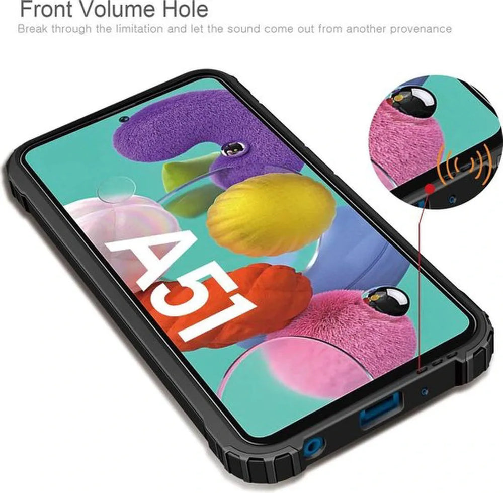 Samsung Galaxy A51 Hoesjes – Heavy Duty Backcover – Schokbestendig – Inclusief Tempered Glass Screenprotector – Zwart-Ilumina Benelux