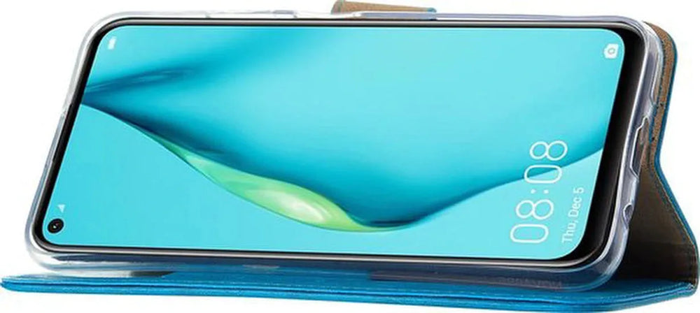 Huawei P40 Lite Hoesjes – Bookcase Portemonnee Hoes – Pasjeshouder – Magneetsluiting – Turquoise-Ilumina Benelux