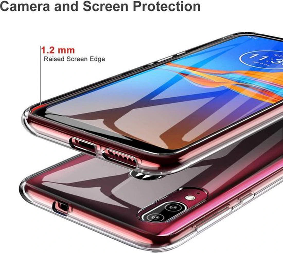 Motorola E6 Plus Hoesjes – Transparante Soft TPU Siliconen Backcover – Inclusief 2x Screenprotector – Anti-kras – Transparant