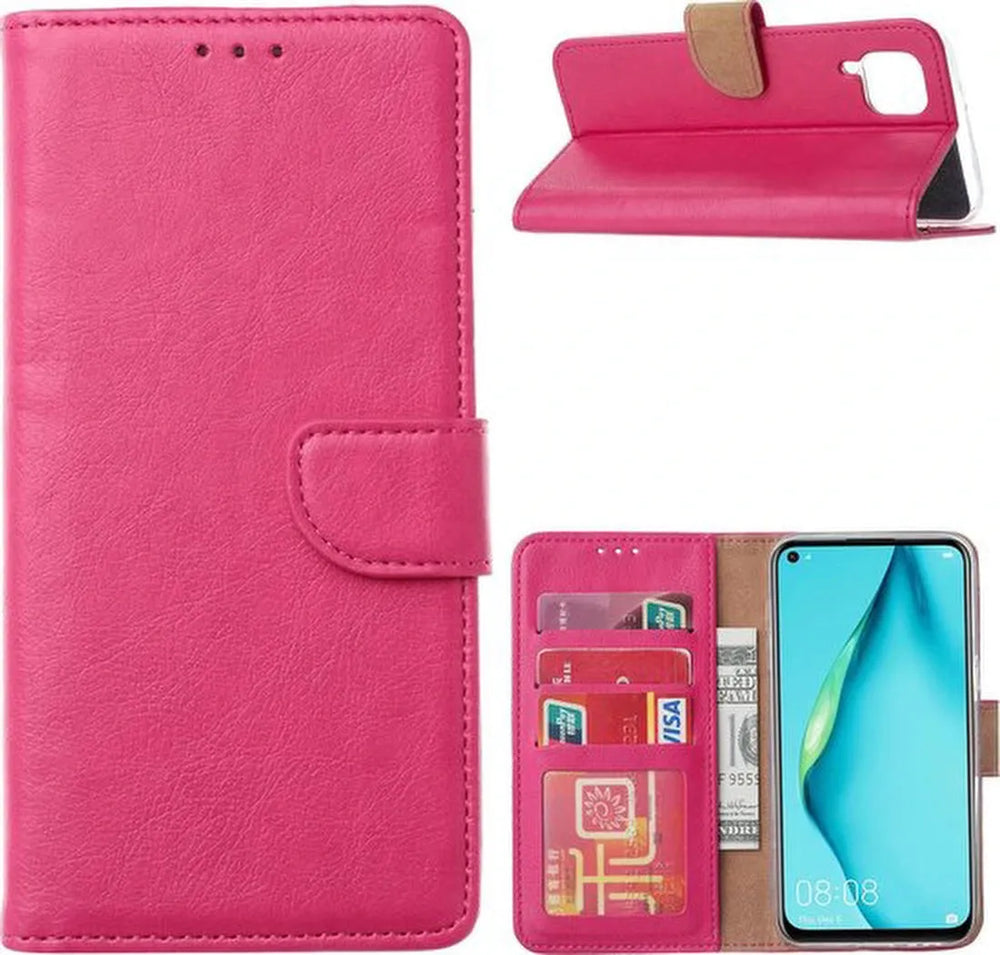 Huawei P40 Lite Hoesjes – Portemonnee Hoes – Pasjeshouder – Magneetsluiting – Roze-Ilumina Benelux