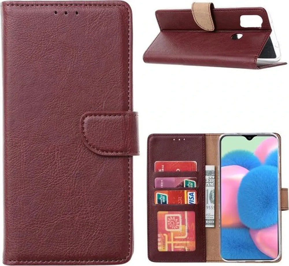 Samsung Galaxy M31 Hoesjes – Portemonnee Hoes – Pasjeshouder – Magneetsluiting – Bordeaux-Ilumina Benelux