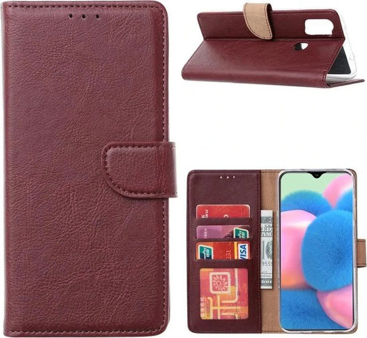 Samsung Galaxy M31 Hoesjes – Portemonnee Hoes – Pasjeshouder – Magneetsluiting – Bordeaux-Ilumina Benelux