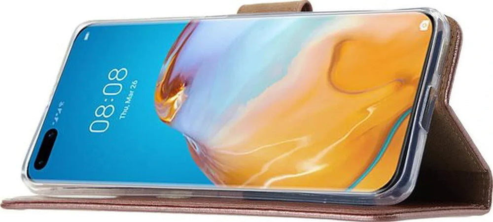Huawei P40 Pro Plus Hoesjes – Bookcase Portemonnee – Pasjeshouder – Magneetsluiting – Roségoud-Ilumina Benelux