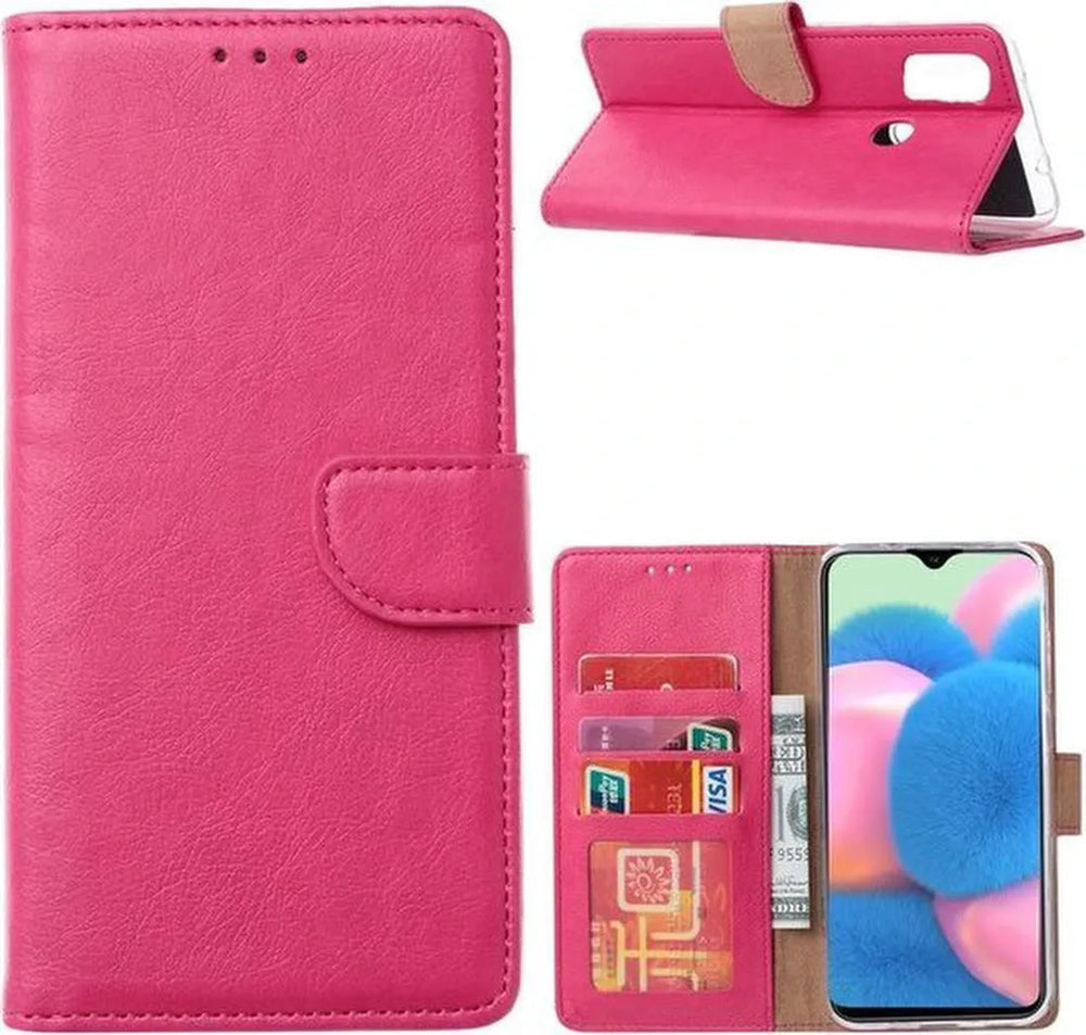Samsung Galaxy M31 Hoesjes – Portemonnee Hoes – Pasjeshouder – 2x Gehard Glas Screenprotector – Roze-Ilumina Benelux