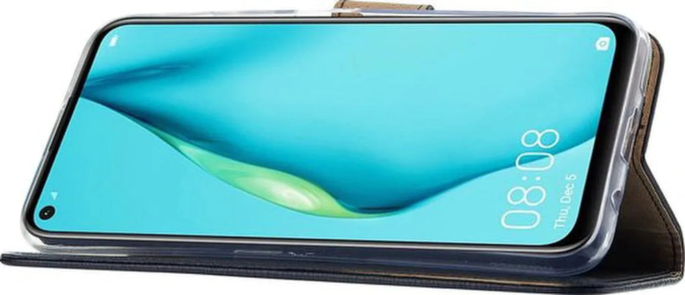 Huawei P40 Lite Hoesjes – Portemonnee Hoes – Pasjeshouder – Magneetsluiting – Zwart-Ilumina Benelux