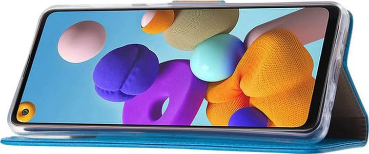 Samsung Galaxy A21S Hoesjes – Portemonnee Hoes – Pasjeshouder – Bookcase – Turquoise-Ilumina Benelux