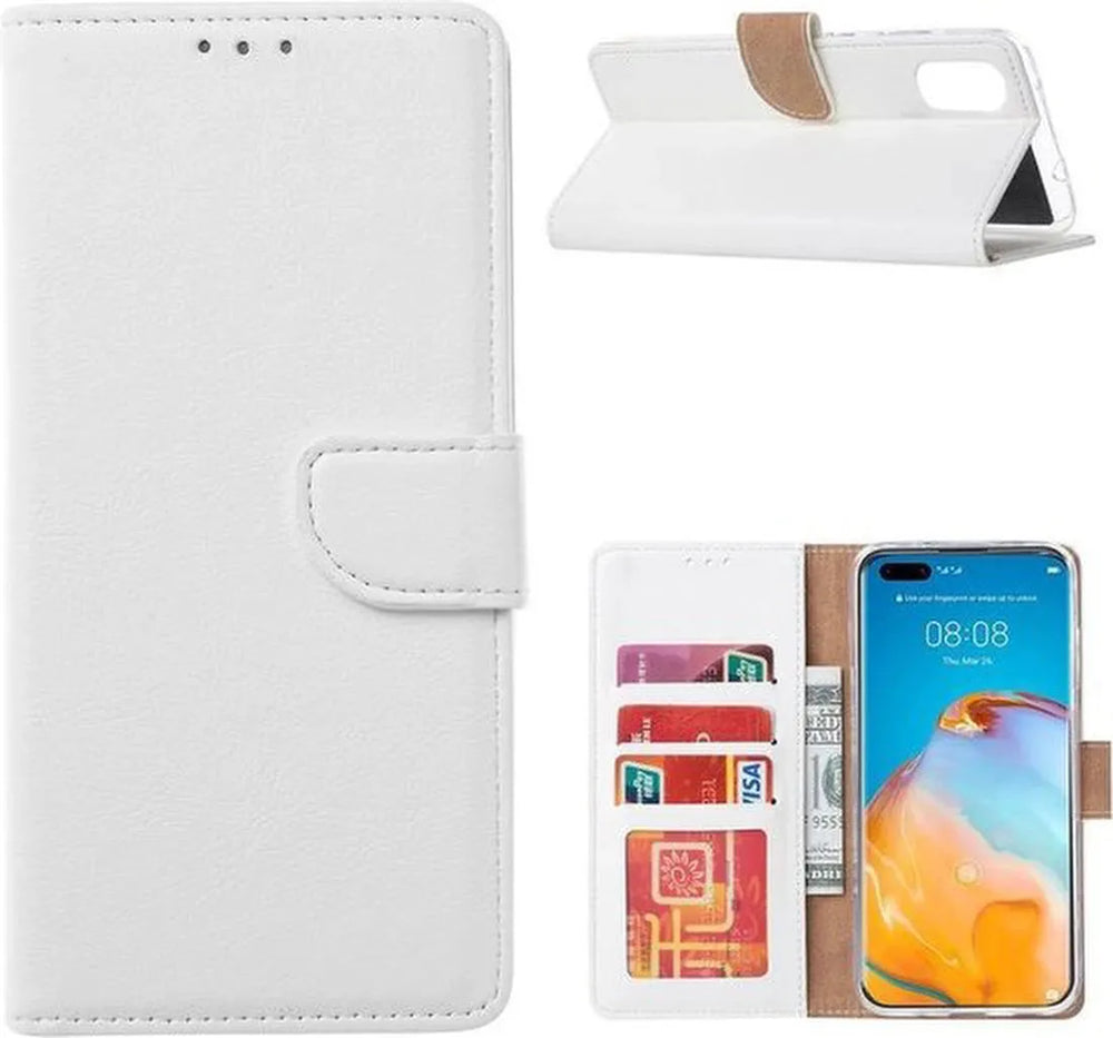Huawei P40 Pro Plus Hoesjes – Portemonnee Hoes – Pasjeshouder – Magneetsluiting – Wit-Ilumina Benelux