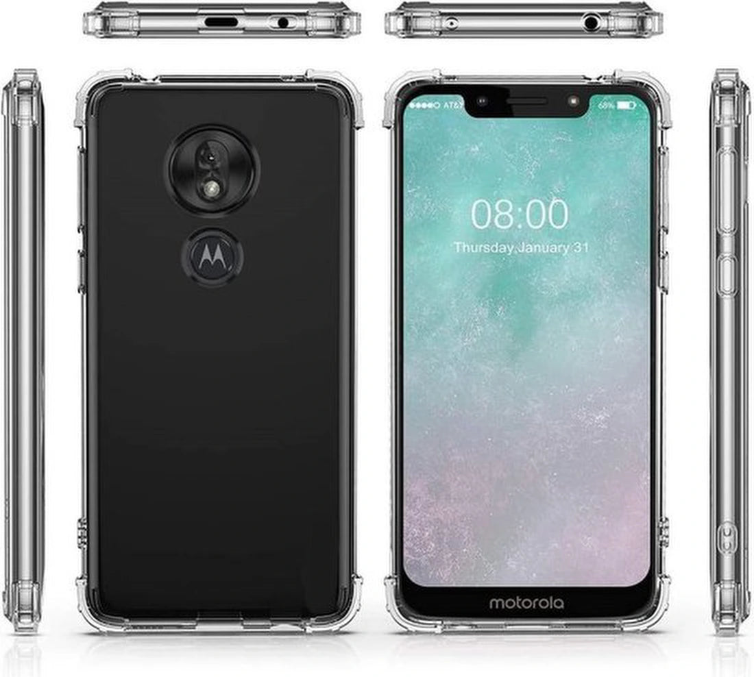 Backcover Hoesje Geschikt voor: Motorola Moto G7 en G7 Plus - Anti -Shock Silicone - Transparant