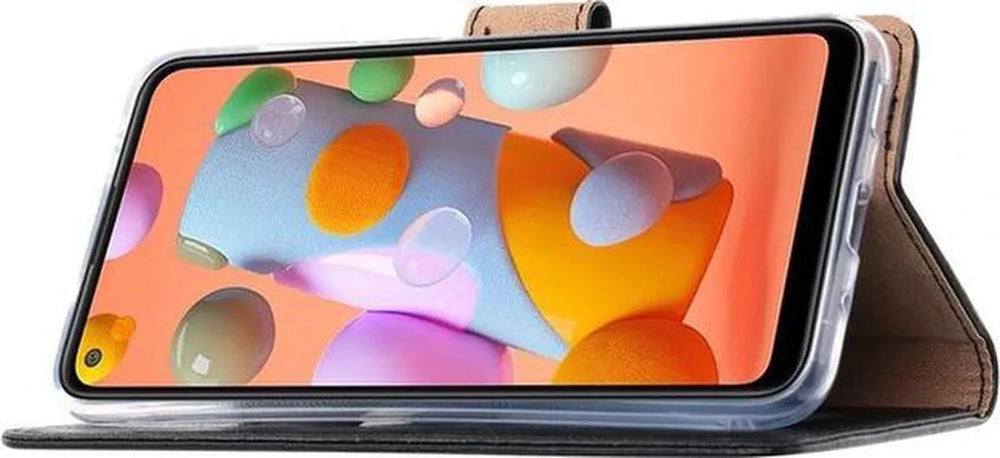 Samsung Galaxy A21S Hoesjes – Portemonnee Hoes – Magneetsluiting – Inclusief 2x Gehard Glas Screenprotector – Zwart-Ilumina Benelux