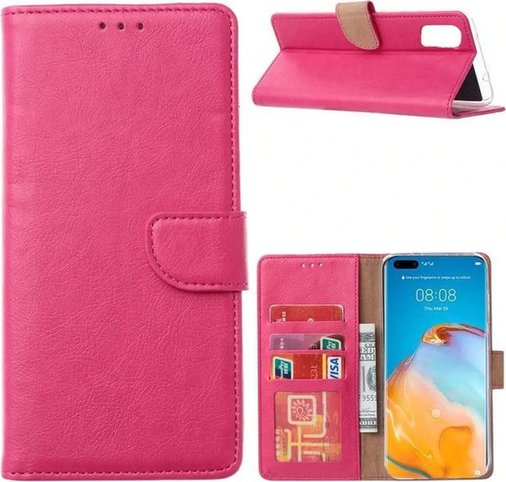 Huawei P40 Pro Plus Hoesjes – Portemonnee Backcover – Pasjeshouder – 2x Screenprotector – Roze-Ilumina Benelux