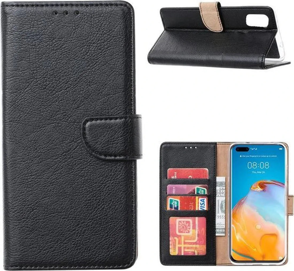 Huawei P40 Pro Plus Hoesjes – Portemonnee Bookcase – Pasjeshouder – Magneetsluiting – Zwart-Ilumina Benelux