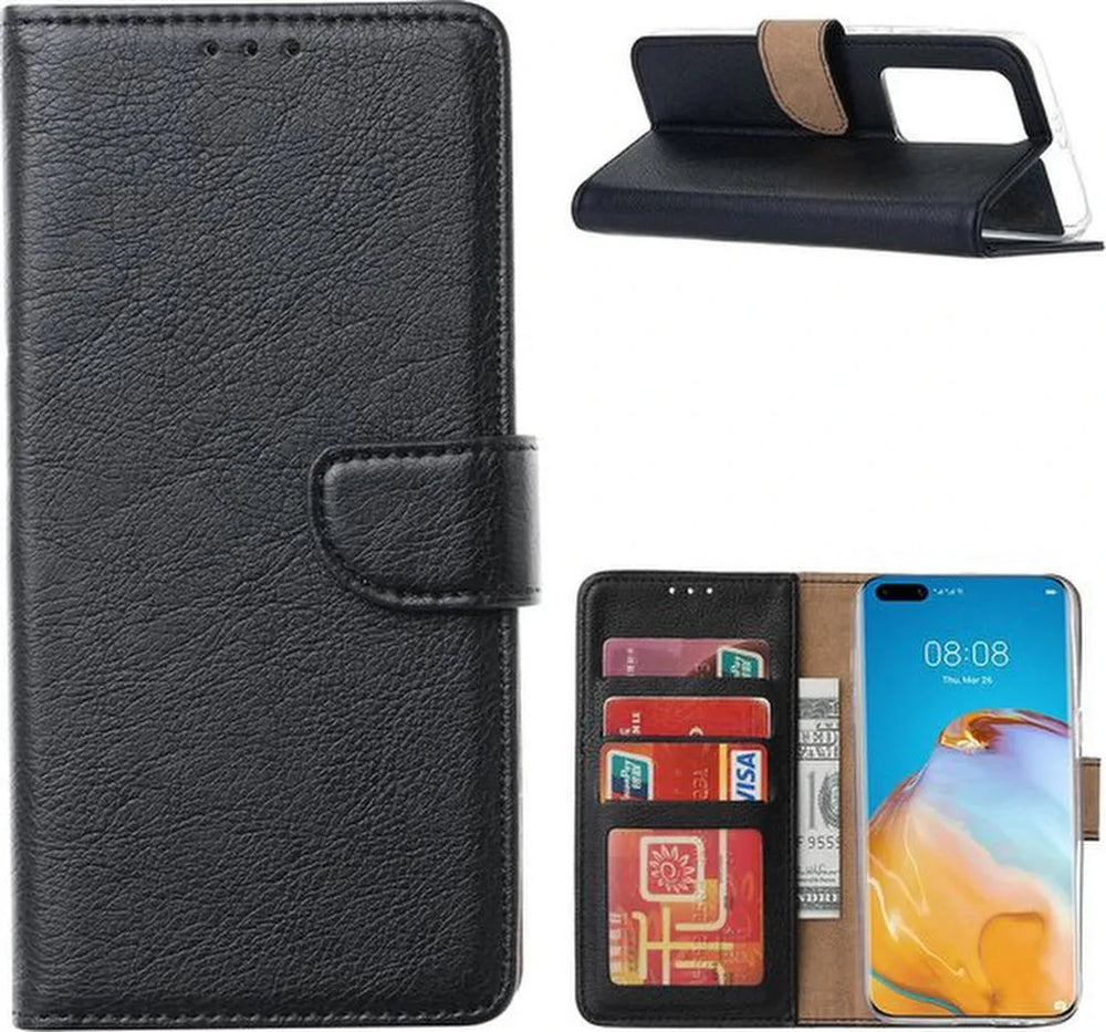 Huawei P40 Pro Plus Hoesjes – Portemonnee Hoes – Pasjeshouder – 2x Screenprotector – Zwart-Ilumina Benelux