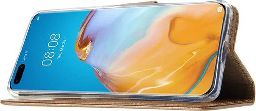 Huawei P40 Pro Plus Hoesjes – Portemonnee Backcover – Pasjeshouder – 2x Screenprotector – Goud-Ilumina Benelux