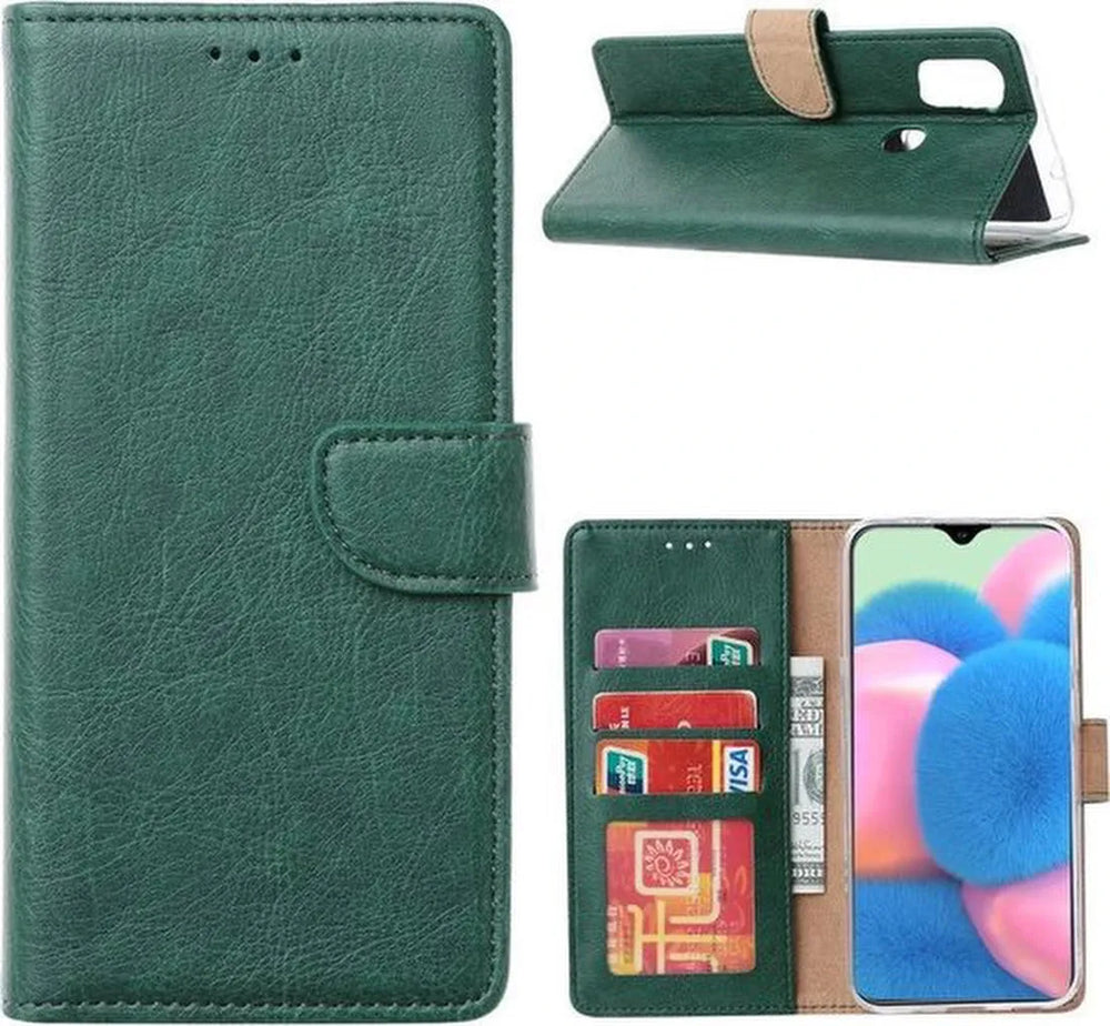 Samsung Galaxy M31 Hoesjes – Portemonnee Hoes – Pasjeshouder – 2x Gehard Glas Screenprotector – Groen-Ilumina Benelux