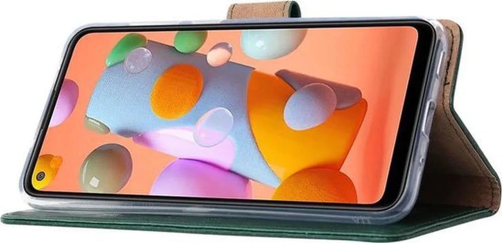 Samsung Galaxy A21S Hoesjes – Portemonnee Hoes – Pasjeshouder – 2x Gehard Glas Screenprotector – Groen-Ilumina Benelux
