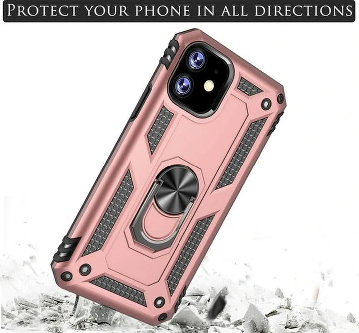iPhone 11 Hoesjes – Rugged Backcover met Ring Kickstand – Schokbestendig – Roségoud-Ilumina Benelux