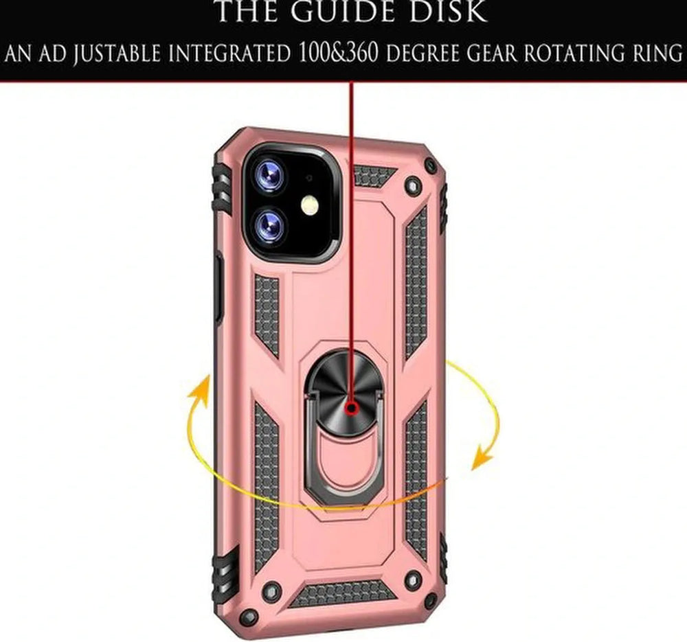iPhone 11 Hoesjes – Rugged Backcover met Ring Kickstand – Schokbestendig – Roségoud-Ilumina Benelux