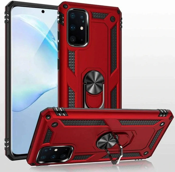 Samsung Galaxy A71 Hoesjes – Rugged Ring Armor Backcover – Schokbestendig – Rood-Ilumina Benelux
