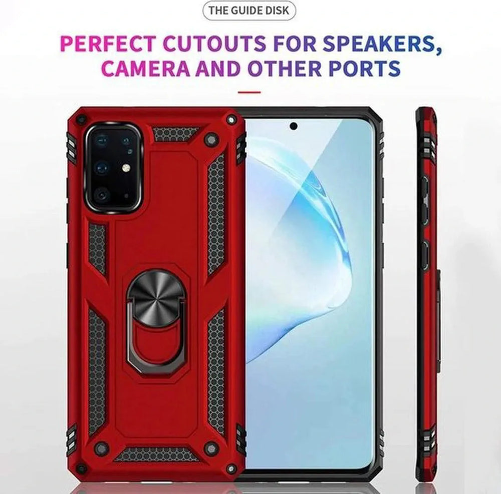Samsung Galaxy A71 Hoesjes – Rugged Ring Armor Backcover – Schokbestendig – Rood-Ilumina Benelux