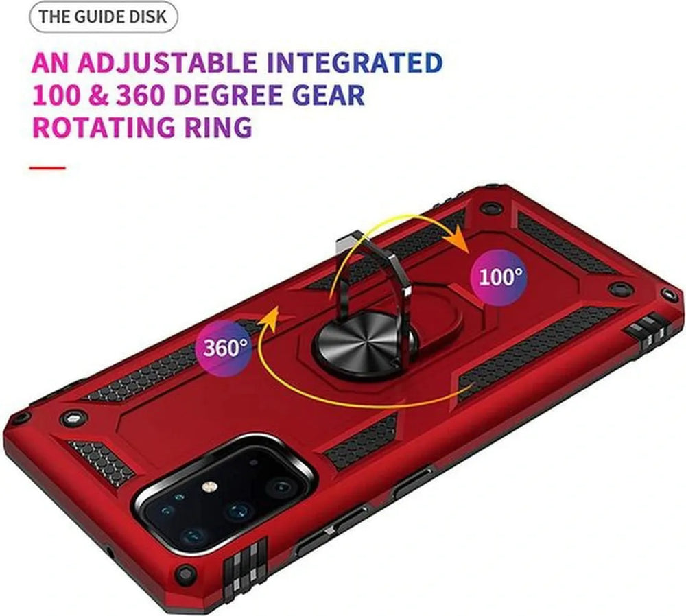 Samsung Galaxy S20 Hoesjes – Rugged Ring Armor Backcover – Schokbestendig – Rood-Ilumina Benelux