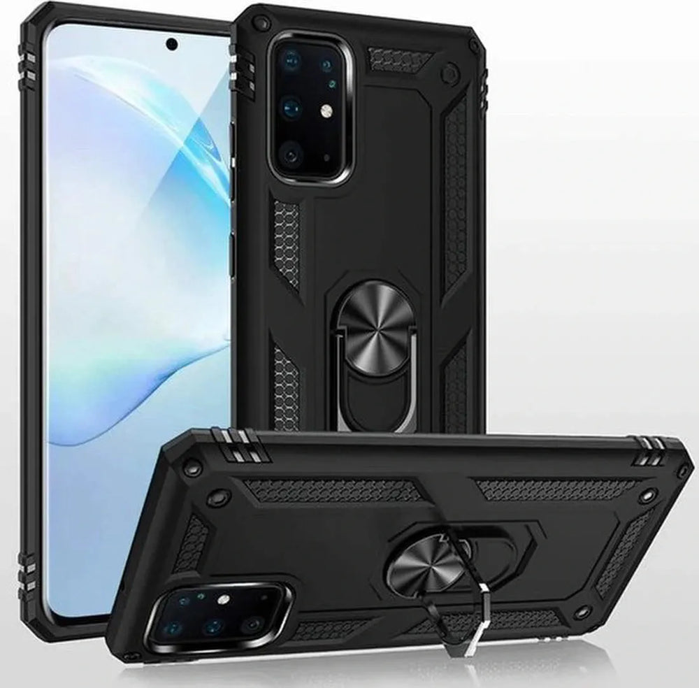 Samsung Galaxy A71 Hoesjes – Rugged Ring Armor Backcover – Schokbestendig – Ringhouder – Zwart-Ilumina Benelux